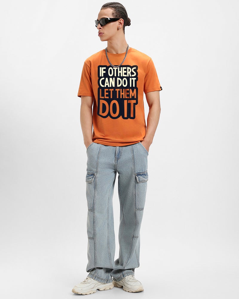 bewakoof Men's Caramel Orange If Others Typography T-shirt - Image 4